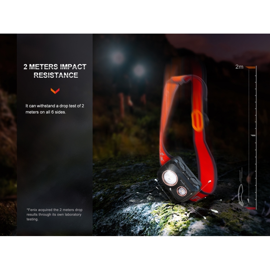 Fenix HL32RTRED - LED Акумулаторен челник LED/USB/3xAAA IP66 800 lm 300 h червен/оранжев