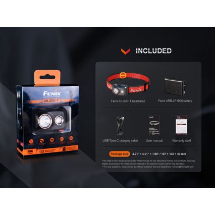 Fenix HL32RTRED - LED Акумулаторен челник LED/USB/3xAAA IP66 800 lm 300 h червен/оранжев