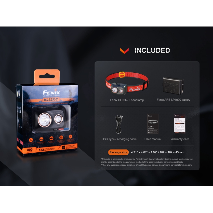 Fenix HL32RTRED - LED Акумулаторен челник LED/USB/3xAAA IP66 800 lm 300 h червен/оранжев