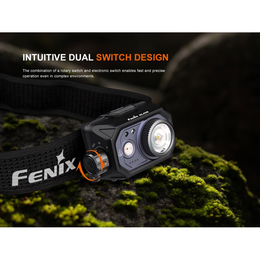 Fenix HL45R - LED Димируем акумулаторен фокусиране челник LED/USB IP66 1000 лъскав 240 h черен
