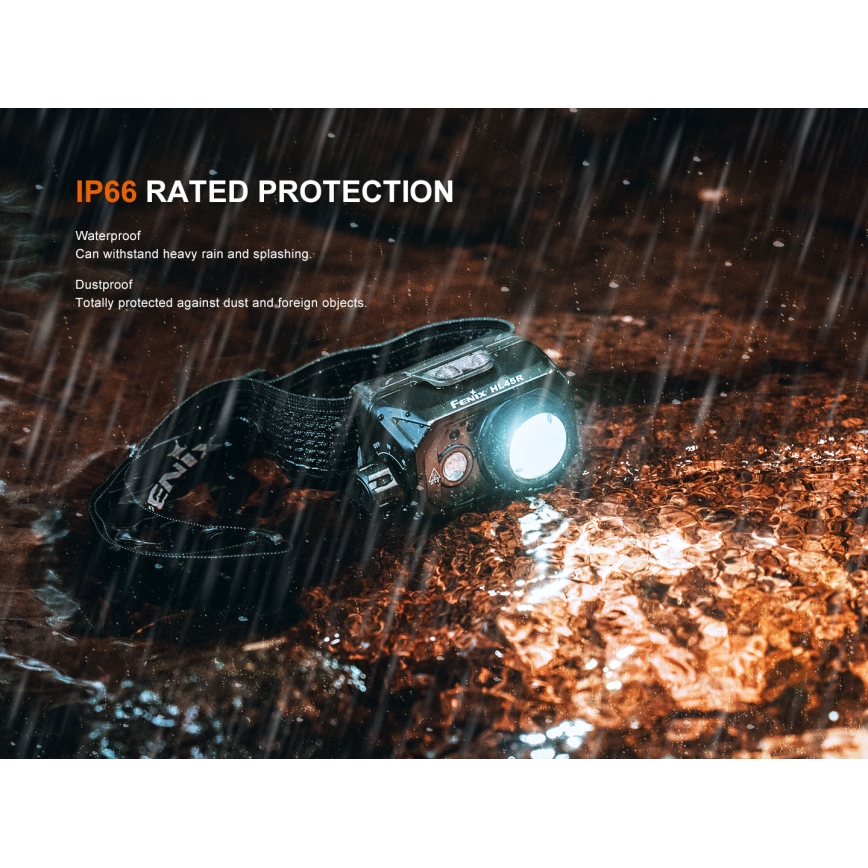 Fenix HL45R - LED Димируем акумулаторен фокусиране челник LED/USB IP66 1000 лъскав 240 h черен
