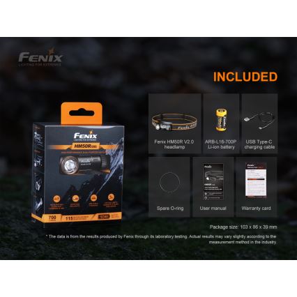 Fenix HM50RV20 - LED Акумулаторен челник 3xLED/USB/1xCR123A IP68 700 лъскав 120 h 700 mAh