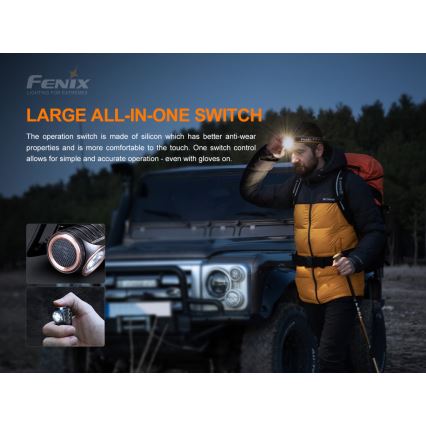 Fenix HM50RV20 - LED Акумулаторен челник 3xLED/USB/1xCR123A IP68 700 лъскав 120 h 700 mAh