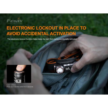 Fenix HM51RV20 - LED Акумулаторен челник 3xLED/1xCR123A/USB IP68 700 лъскав 120 h 700 m