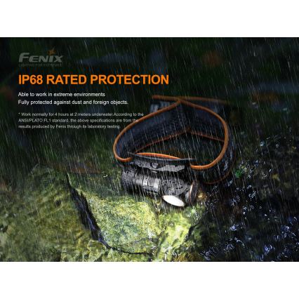 Fenix HM51RV20 - LED Акумулаторен челник 3xLED/1xCR123A/USB IP68 700 лъскав 120 h 700 m