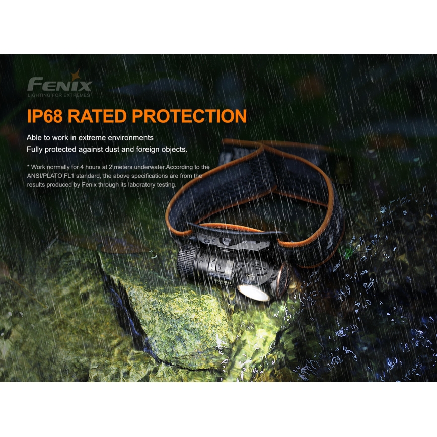 Fenix HM51RV20 - LED Акумулаторен челник 3xLED/1xCR123A/USB IP68 700 лъскав 120 h 700 m