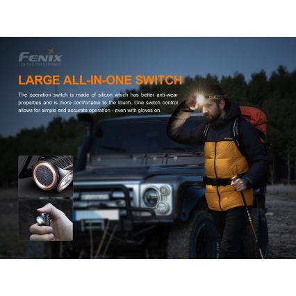 Fenix HM51RV20 - LED Акумулаторен челник 3xLED/1xCR123A/USB IP68 700 лъскав 120 h 700 m