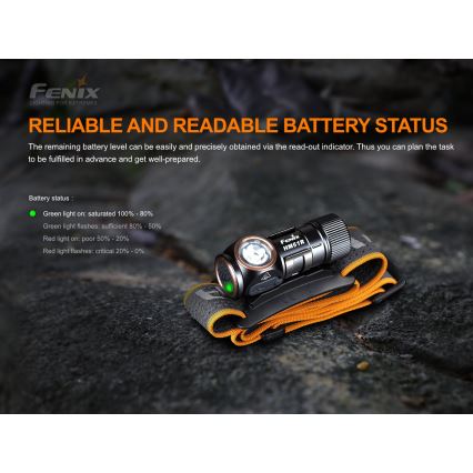 Fenix HM51RV20 - LED Акумулаторен челник 3xLED/1xCR123A/USB IP68 700 лъскав 120 h 700 m