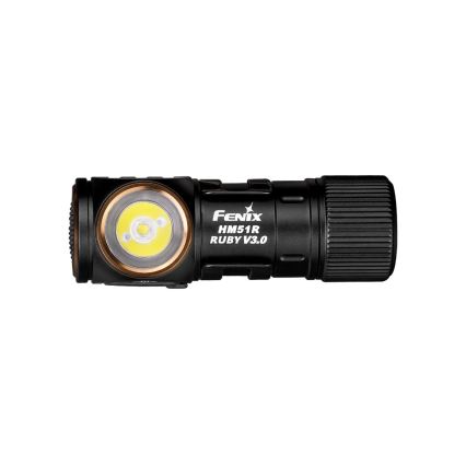 Fenix HM51RV30 - LED челник с регулируема яркост, презареждаем LED/USB/1xCR123A 950 mAh IP68 860 lm 125 h оранжев