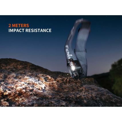 Fenix HM55RABL - челна лампа с регулируема яркост, презареждаема LED/USB/1xCR123A 1600 mAh IP68 1200 lm 141,2 ч черна
