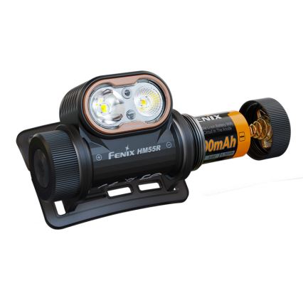 Fenix HM55RABL - челна лампа с регулируема яркост, презареждаема LED/USB/1xCR123A 1600 mAh IP68 1200 lm 141,2 ч черна