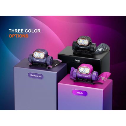 Fenix HM55RNBL - LED димируема презареждаема челна лампа LED/USB/1xCR123A 1600 mAh IP68 1200 lm 141,2 ч лилава
