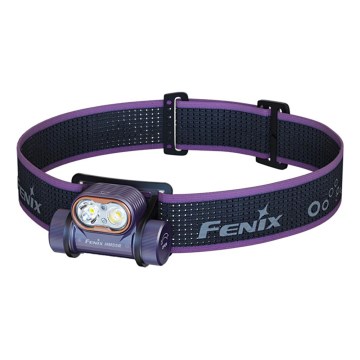 Fenix HM55RPRP - димируема LED акумулаторна челна лампа LED/USB/1xCR123A 1600 mAh IP68 1200 lm 141,2 ч лилава/черна