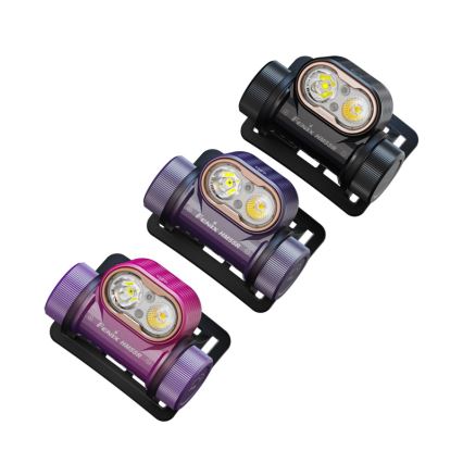 Fenix HM55RPRP - димируема LED акумулаторна челна лампа LED/USB/1xCR123A 1600 mAh IP68 1200 lm 141,2 ч лилава/черна