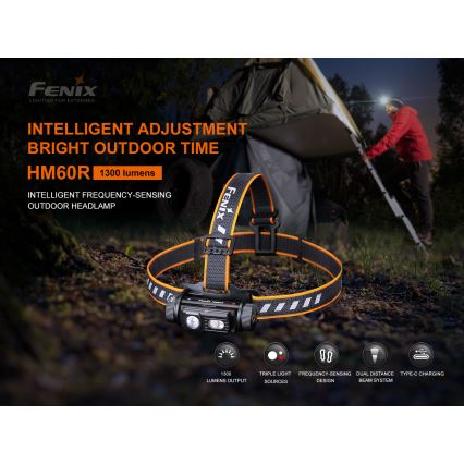 Fenix HM60R - LED Димируем акумулаторен челник 4xLED/USB/2xCR123A IP68 1300 лъскав 300 h 3400 mAh