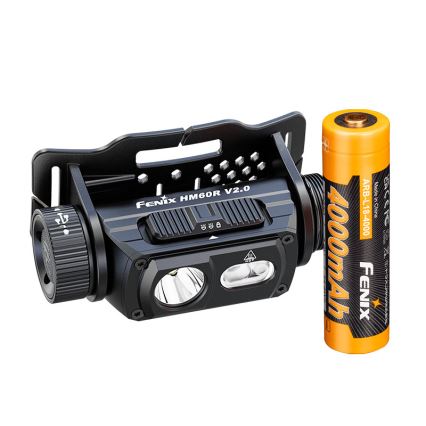 Fenix HM60RV20 - димируема презареждаема челна лампа LED/USB 4000 mAh IP68 1600 lm 292 ч оранжева