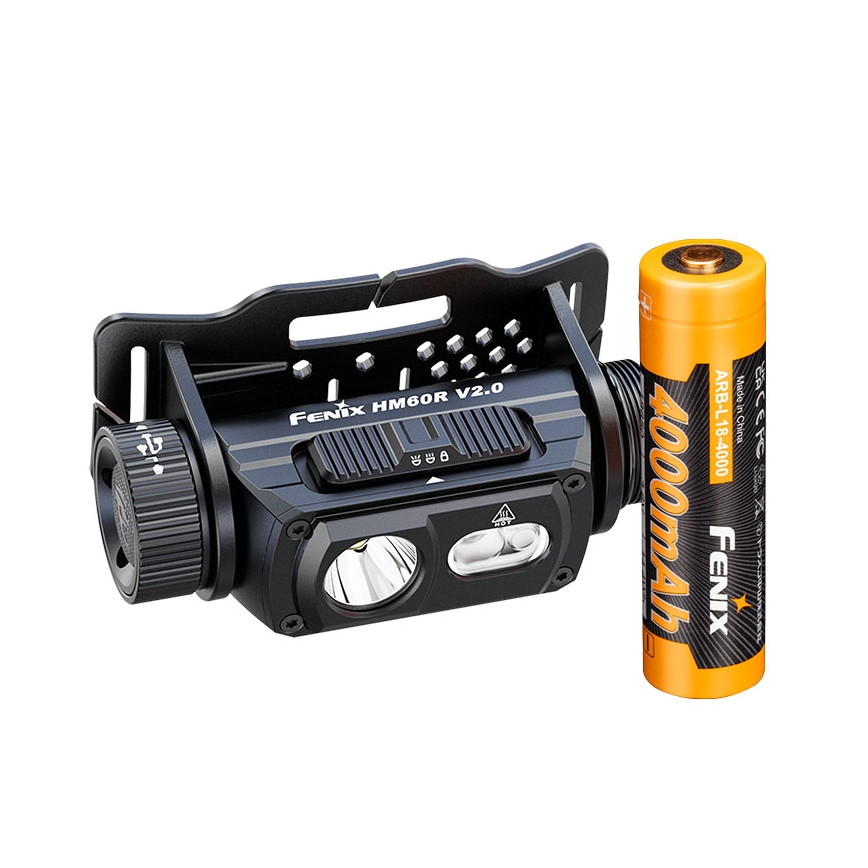 Fenix HM60RV20 - димируема презареждаема челна лампа LED/USB 4000 mAh IP68 1600 lm 292 ч оранжева
