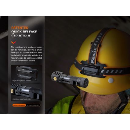 Fenix HM61RV20 - LED Акумулаторен челник LED/USB/2xCR123A IP68 1600 lm 300 h 3400 mAh