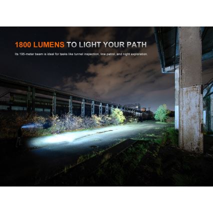 Fenix HM61RV30 - LED презареждаема челна лампа с регулируема яркост, LED/USB/1xCR123A, 4000 mAh, IP68, 1800 lm, 400 ч, черна