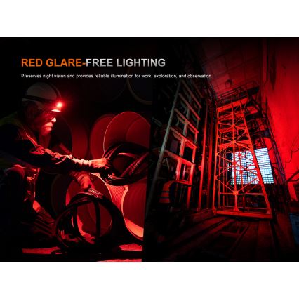 Fenix HM61RV30 - LED презареждаема челна лампа с регулируема яркост, LED/USB/1xCR123A, 4000 mAh, IP68, 1800 lm, 400 ч, черна