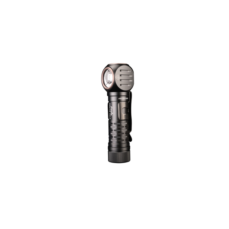 Fenix HM61RV30 - LED презареждаема челна лампа с регулируема яркост, LED/USB/1xCR123A, 4000 mAh, IP68, 1800 lm, 400 ч, черна