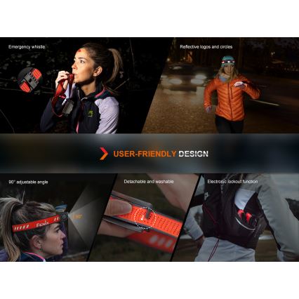 Fenix HM62TMGM - LED Димируем акумулаторен челник LED/USB IP68 1200 лъскав 280 h 3400 mAh