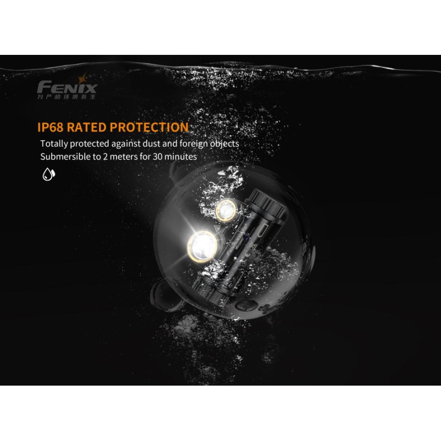 Fenix HM65R - LED Акумулаторен челник 2xLED/USB/2xCR123A IP68 1400 лъскав 300 h 3400 mAh
