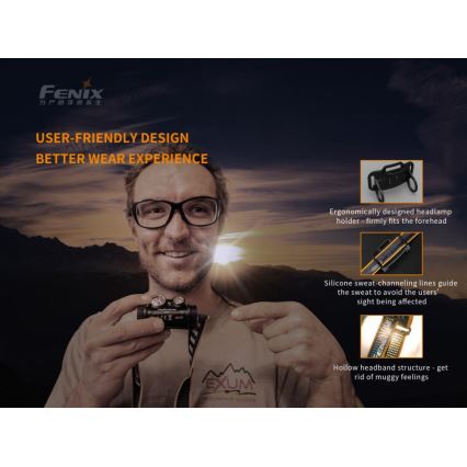 Fenix HM65R - LED Акумулаторен челник 2xLED/USB/2xCR123A IP68 1400 лъскав 300 h 3400 mAh