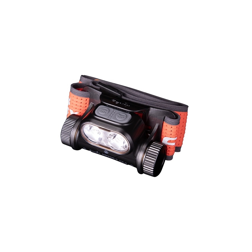 Fenix HM65RTV20BLC- LED Димируем акумулаторен челник LED/USB/2xCR123A IP68 3400 mAh черен/оранжев