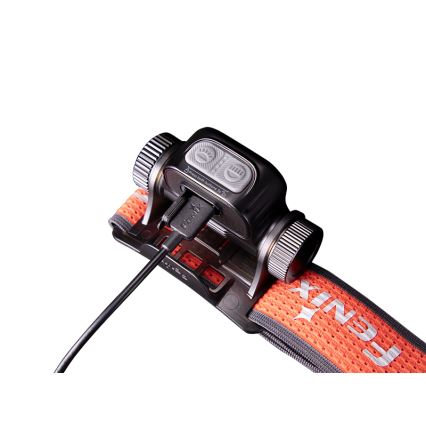 Fenix HM65RTV20BLC- LED Димируем акумулаторен челник LED/USB/2xCR123A IP68 3400 mAh черен/оранжев