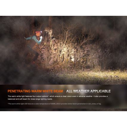 Fenix HM65RTV20PRP - LED Димируем акумулаторен челник LED/USB/2xCR123A IP68 1600 lm 300h 3400 mAh черен/лилава
