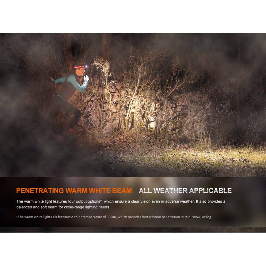 Fenix HM65RTV20PRP - LED Димируем акумулаторен челник LED/USB/2xCR123A IP68 1600 lm 300h 3400 mAh черен/лилава