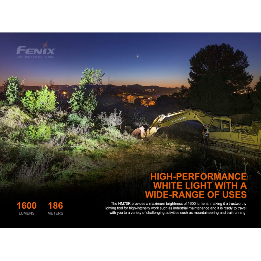Fenix HM70R - LED Акумулаторен челник 4xLED/1x21700 IP68 1600 лъскав 800 h 5000 mAh