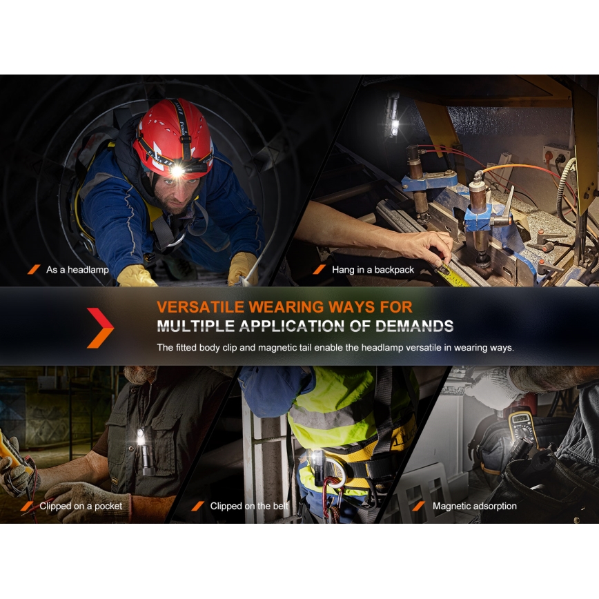 Fenix HM71R - LED Акумулаторен челник LED/USB IP68 2700 лъскав 400 h 5000 mAh