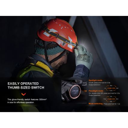 Fenix HM71R - LED Акумулаторен челник LED/USB IP68 2700 лъскав 400 h 5000 mAh