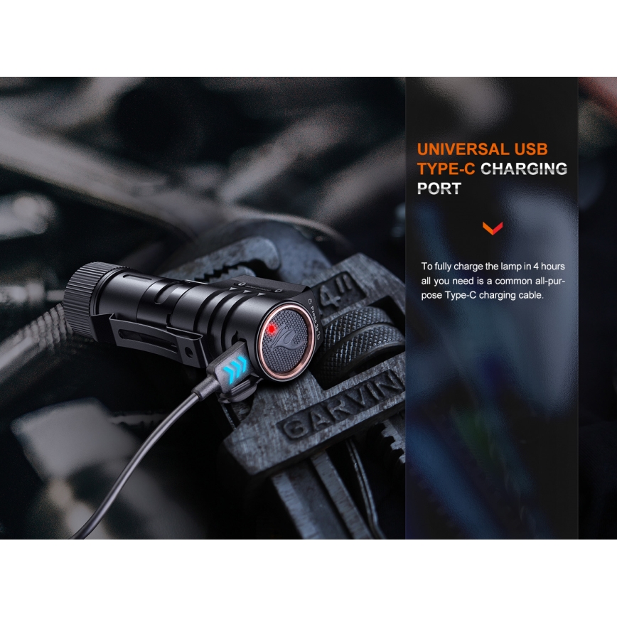 Fenix HM71R - LED Акумулаторен челник LED/USB IP68 2700 лъскав 400 h 5000 mAh