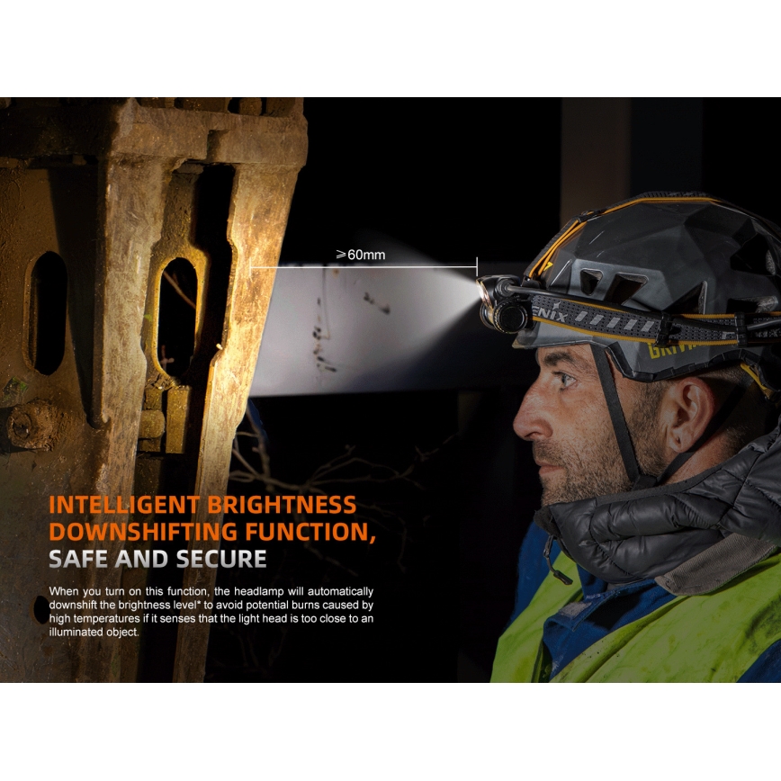 Fenix HM75RTOPAZ - LED Димируем акумулаторен челник LED/USB IP68 1600 лъскав 210 h 4000 mAh