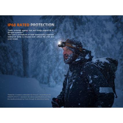 Fenix HM75RTOPAZ - LED Димируем акумулаторен челник LED/USB IP68 1600 лъскав 210 h 4000 mAh