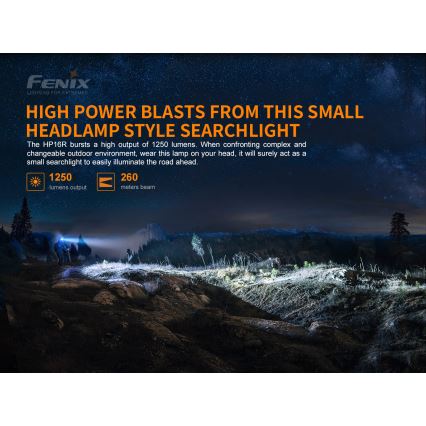 Fenix HP16R1250 - LED Акумулаторен челник 3xLED/4xAA IP66 1250 lm 600 h
