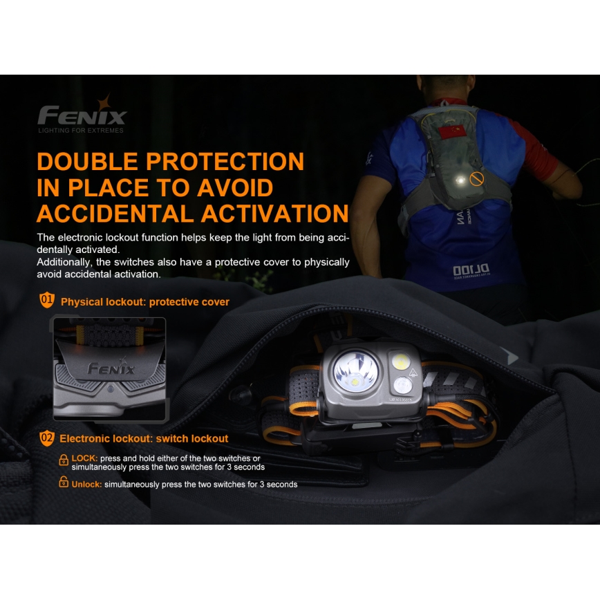 Fenix HP16R1250 - LED Акумулаторен челник 3xLED/4xAA IP66 1250 lm 600 h