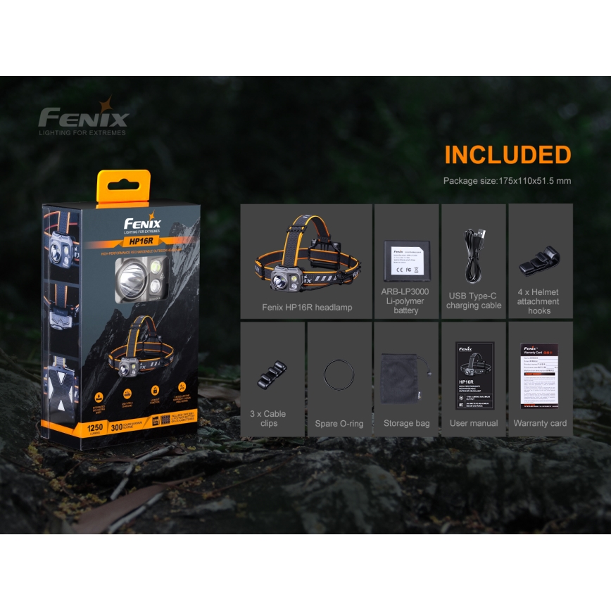 Fenix HP16R1250 - LED Акумулаторен челник 3xLED/4xAA IP66 1250 lm 600 h