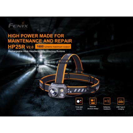 Fenix HP25RV20 - LED димируем акумулаторен челник 3xLED/1x21700 IP66 1600 lm 800 ч.