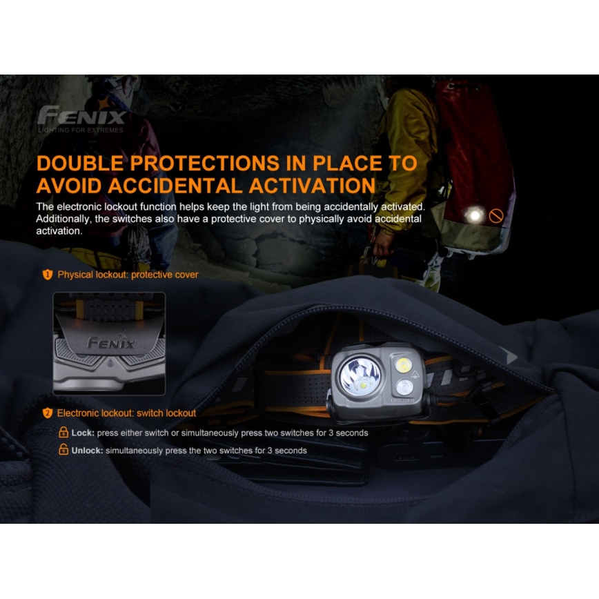 Fenix HP25RV20 - LED димируем акумулаторен челник 3xLED/1x21700 IP66 1600 lm 800 ч.