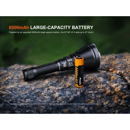 Fenix HT18RV20 - LED фенер с функция за димиране и презареждане, LED/USB 6000 mAh IP68 3700 lm 87 h черен