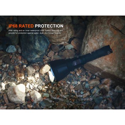 Fenix HT18RV20 - LED фенер с функция за димиране и презареждане, LED/USB 6000 mAh IP68 3700 lm 87 h черен