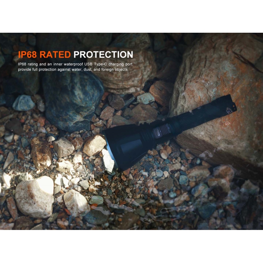 Fenix HT18RV20 - LED фенер с функция за димиране и презареждане, LED/USB 6000 mAh IP68 3700 lm 87 h черен
