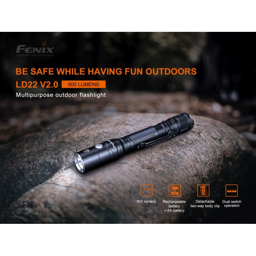 Fenix LD22V20 - LED Акумулаторно фенерче LED/USB IP66 800 lm 220 ч