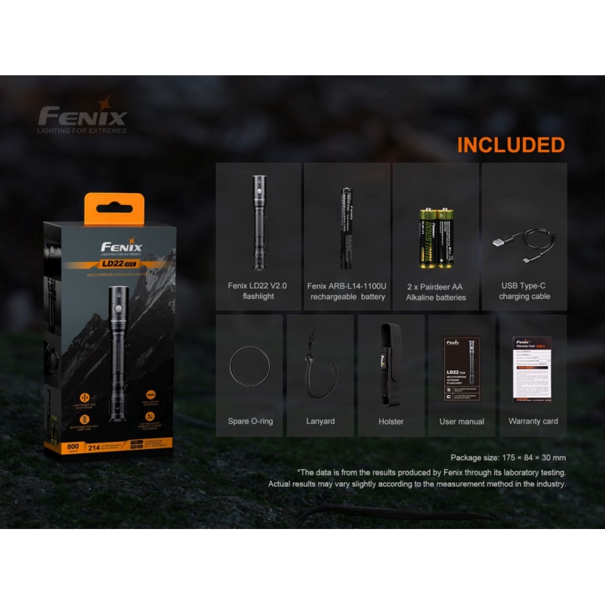 Fenix LD22V20 - LED Акумулаторно фенерче LED/USB IP66 800 lm 220 ч