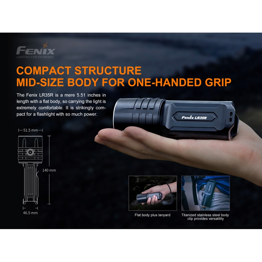 Fenix LR35R - LED Акумулаторно фенерче 6xLED/2x21700 IP68 10000 lm 80 ч