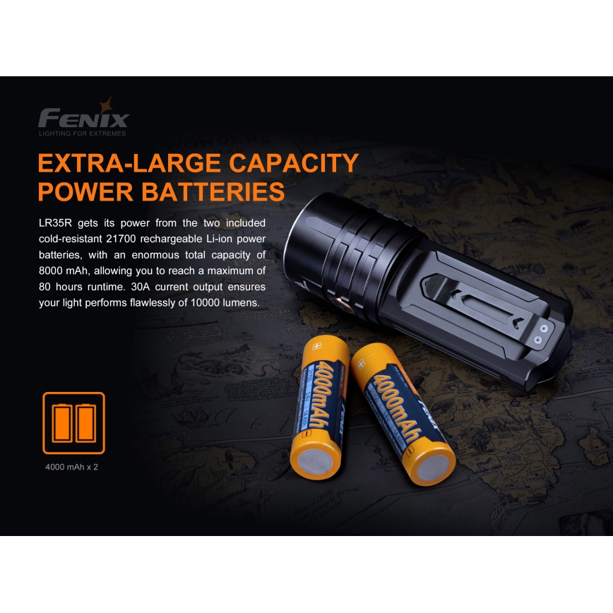 Fenix LR35R - LED Акумулаторно фенерче 6xLED/2x21700 IP68 10000 lm 80 ч